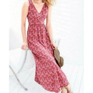 Garnet Hill Modern Geo Surplice Maxi Dress Size 12 Beach Bohemian Faux Wrap